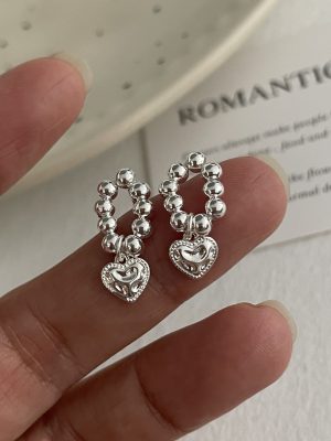 Silver Pearl Diamond Petal Stud Earrings