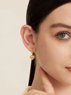 Gold Diamond Pendant Earrings
