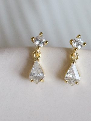 Gold Diamond Pendant Earrings