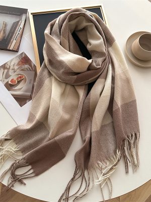 Classic silk cashmere double-sided jacquard scarf 55*180cm