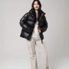 Winter black women's short down jacket